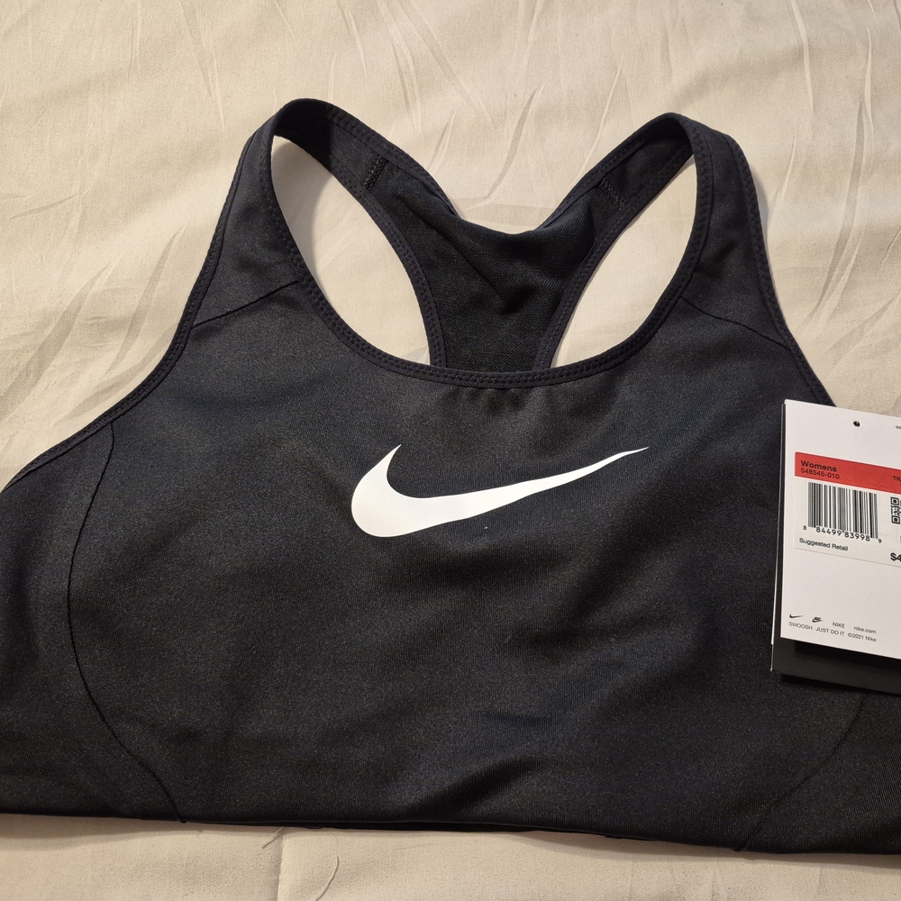 Nike Black Racerback Sports Bra with White Swoosh